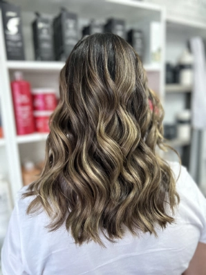 Cool-toned brunette with blonde ribbons by Alexis