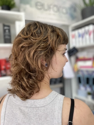 Curly copper shag with layers by Chloe
